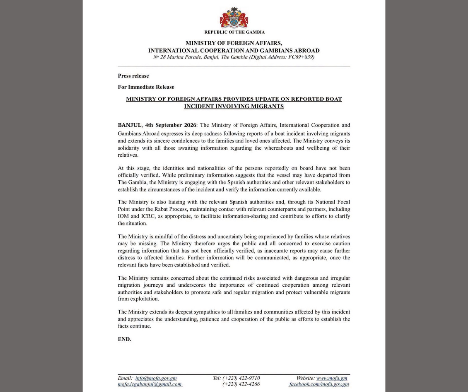 The Ministry of Foreign Affairs, International Cooperation and Gambians Abroad